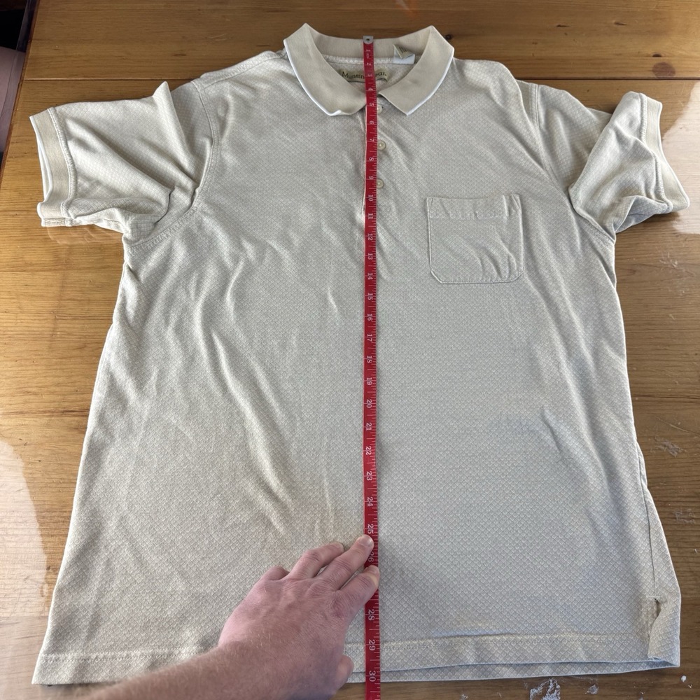 Vintage Munsingwear Men's Beige With White Piping Polo Shirt Size XL Excellent - Picture 7 of 9